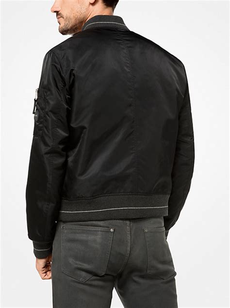 michael kors mens sateen bomber jacket|Michael Kors men's hipster jacket.